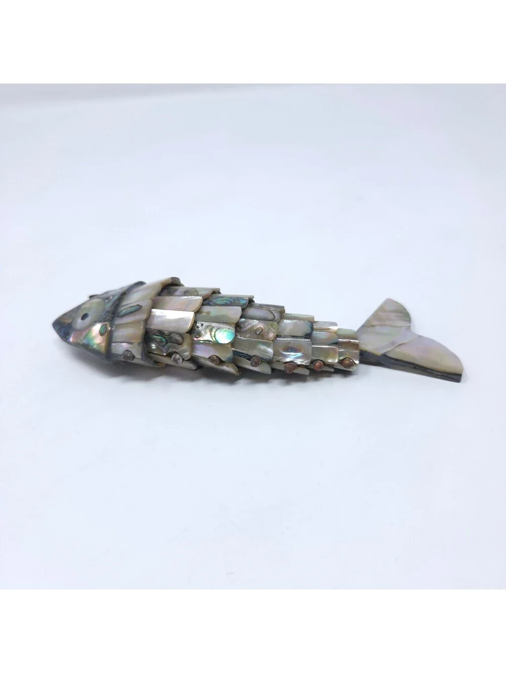 Vintage Articulated Mother of Pearl Abalone Shell Fish Bottle Opener